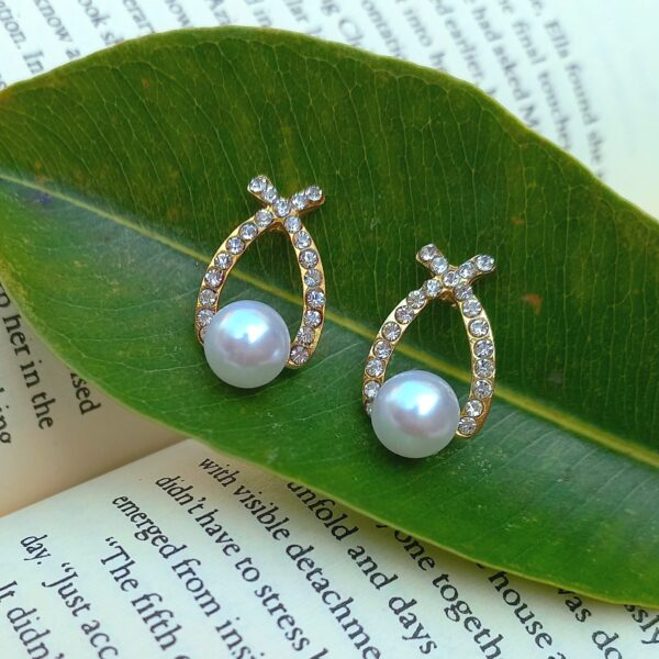 Cross Pearl Studs